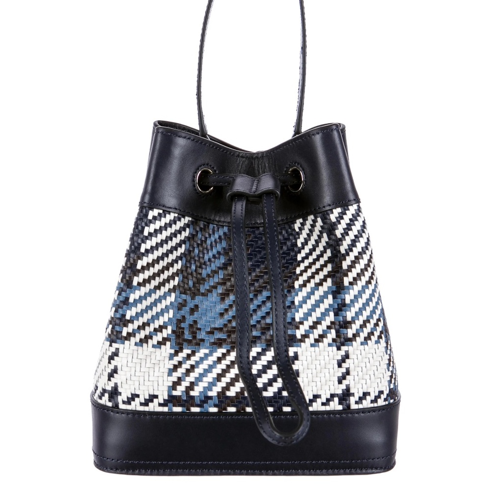 Tory Burch Robinson Woven Plaid Bucket Bag